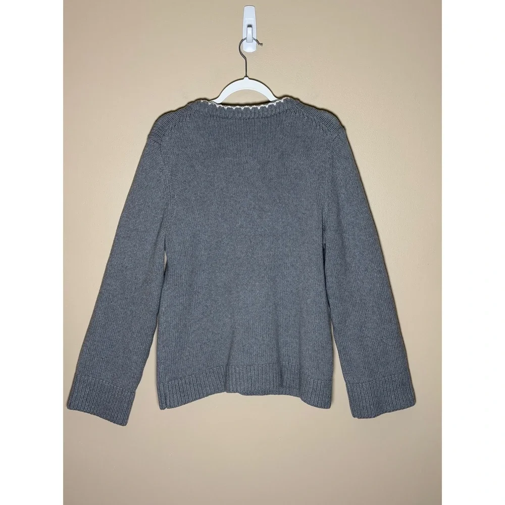 LOFT Gray Button Front Cardigan XL NWT Scalloped Trim Pockets Sweater